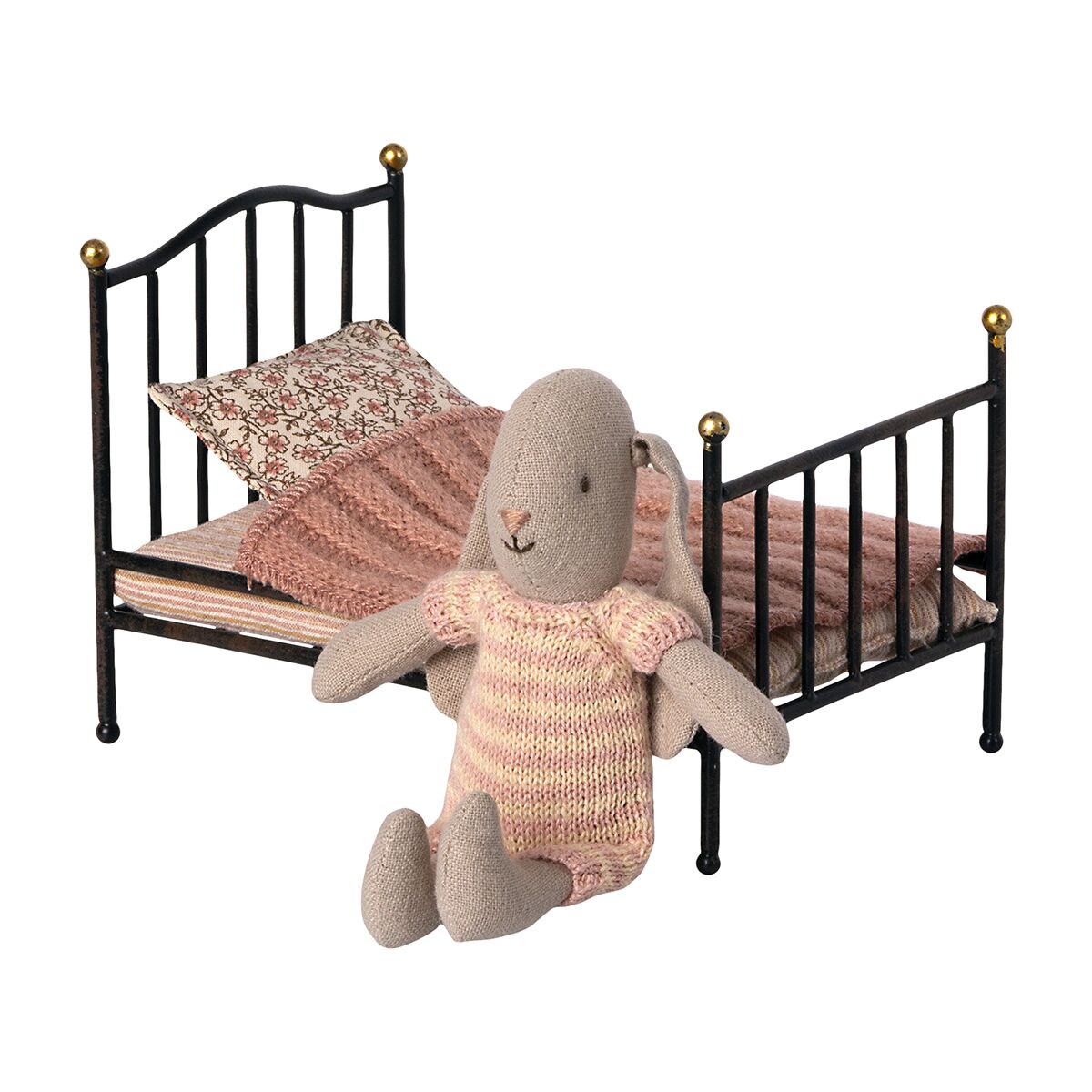 Maileg Vintage Bett, Maus, anthrazite, 12x8cm 04