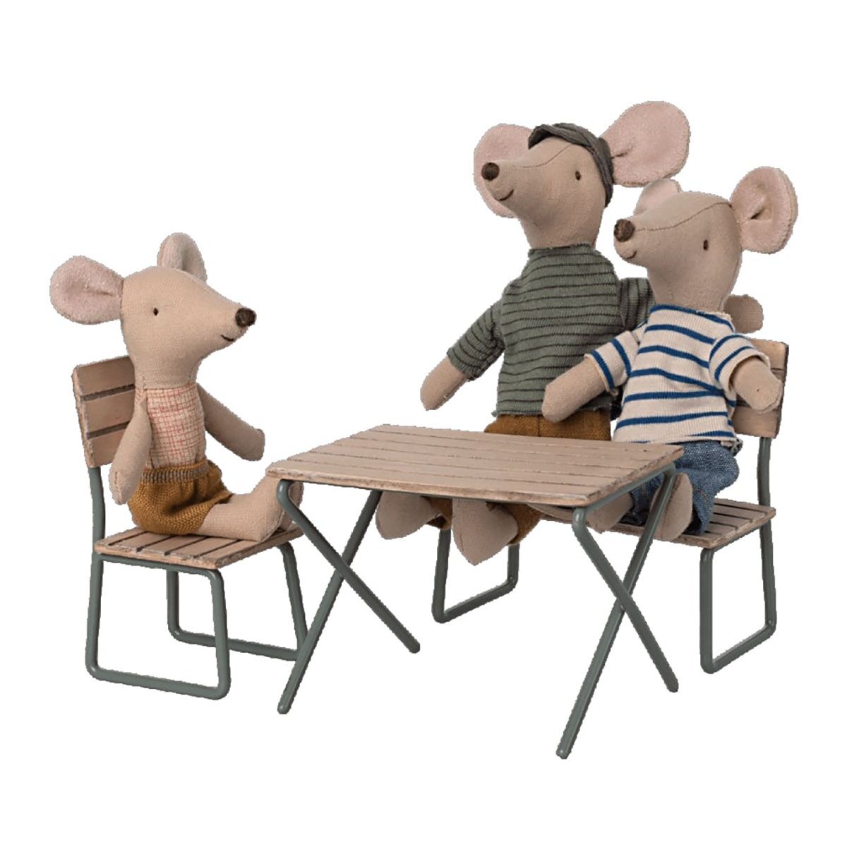 Maileg Garten-Set, Tisch, Stühle & Bank Mäuse Größe