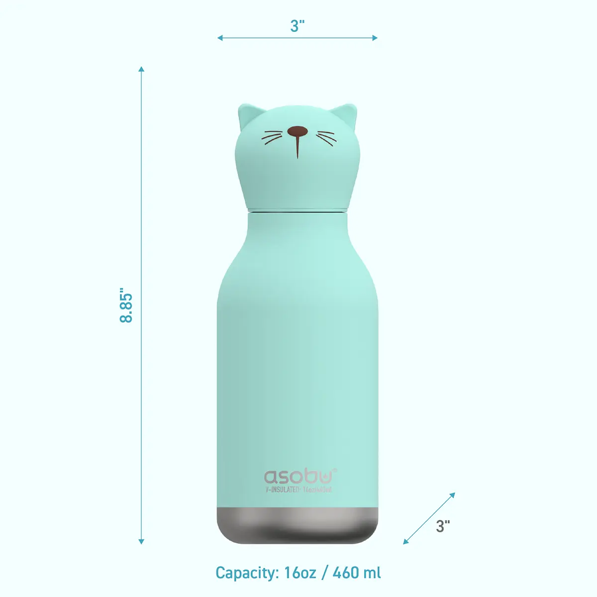 ASOBU Bestie Trinkflasche „Kiki die Katze“, 460 ml