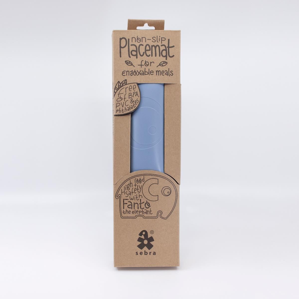 Sebra Silikon Platzdeckchen, Fanto der Elefant, „Powder Blue“ Verpackung