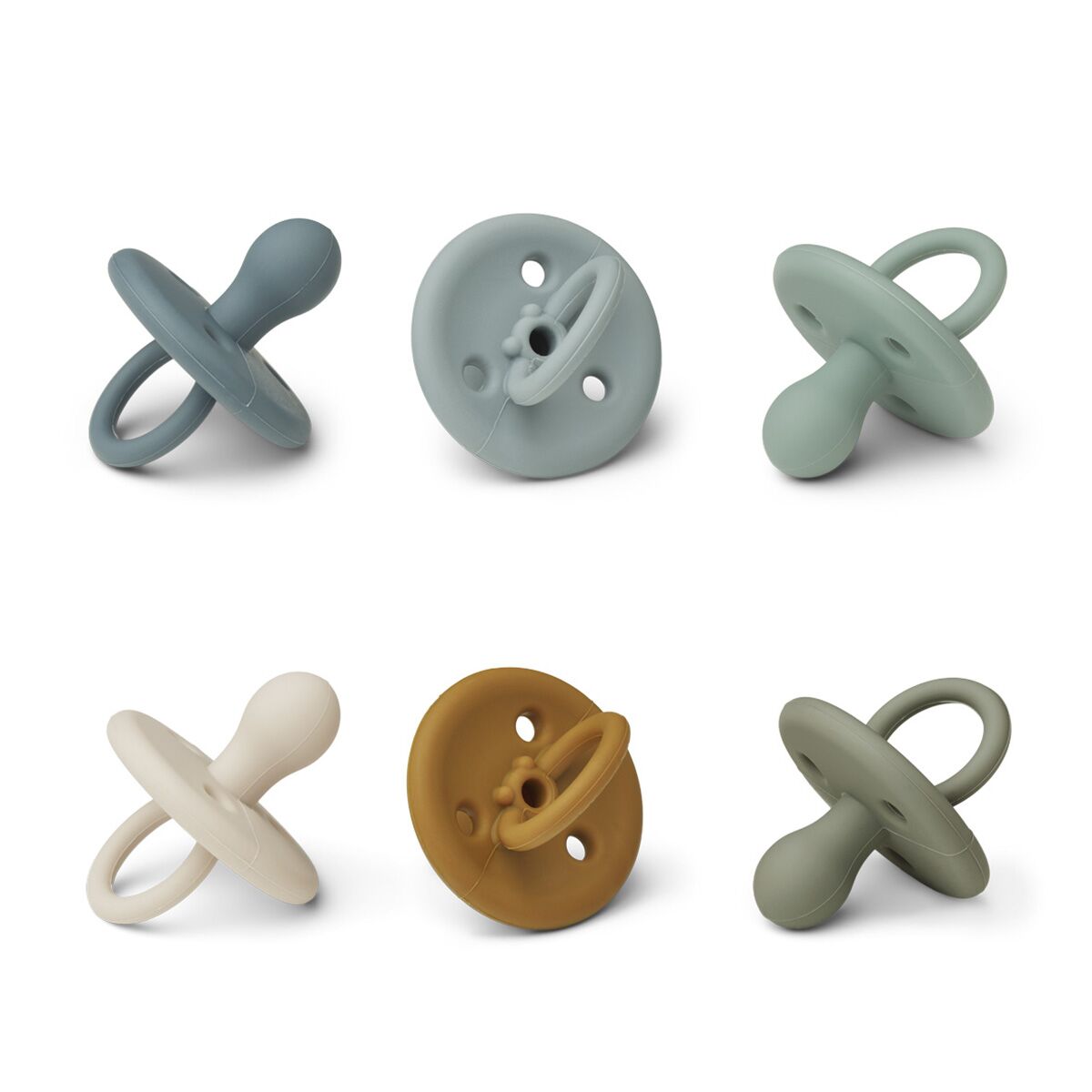 Liewood Paula Silikon-Schnuller „Blue multi mix“, 6er-Set, medizinische Qualität