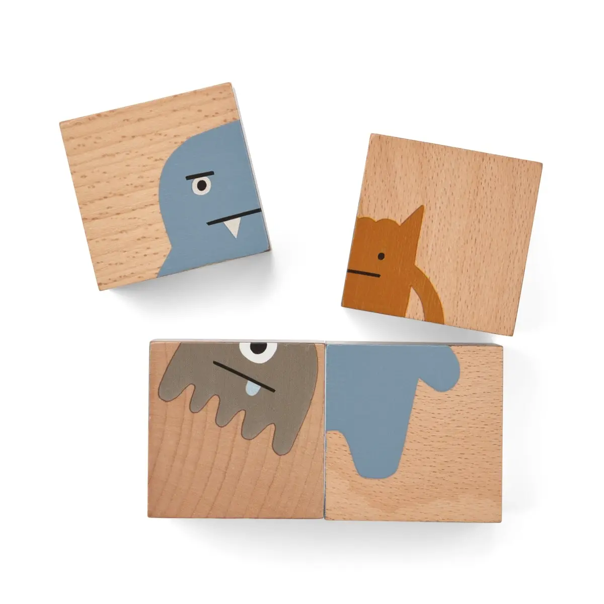 Liewood Puzzleblöcke Aage „Monster / Nature“ aus Buchenholz