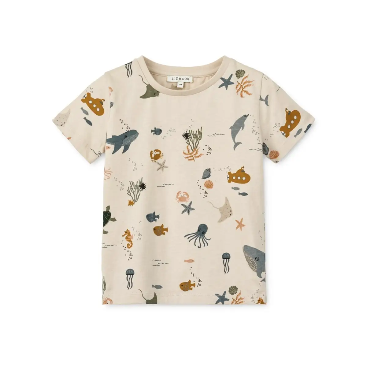 Liewood Kurzarm Baby-T-Shirt Apia „Sea creature / Sandy“