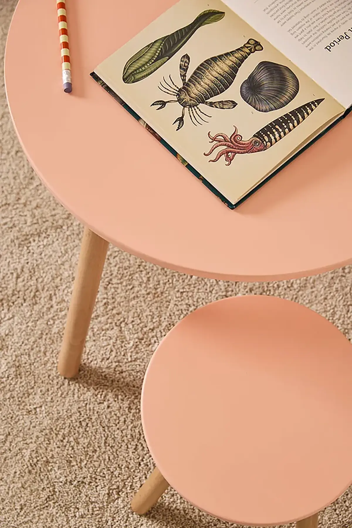 Kids Concept Kindertisch und Hocker-Set „apricot“