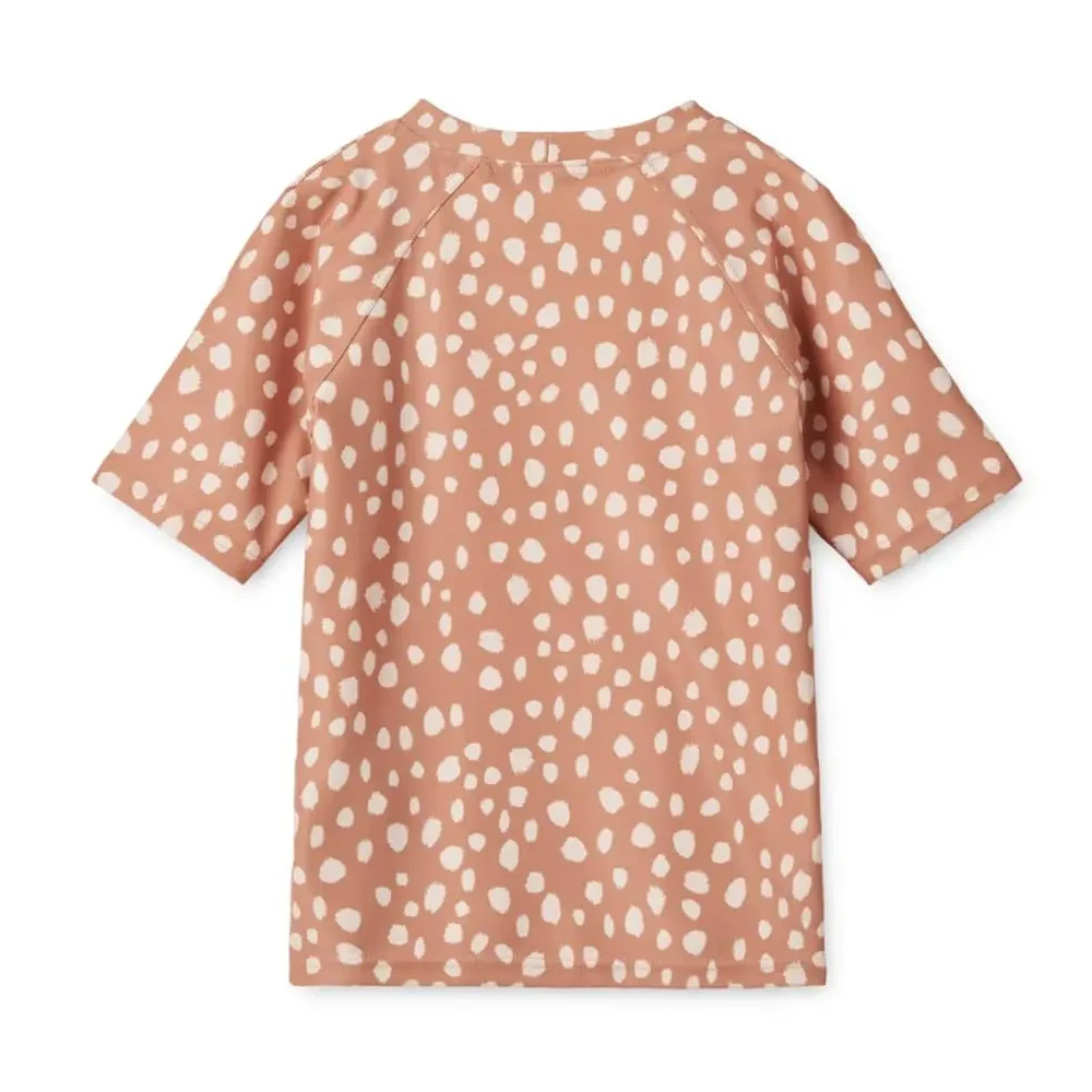 Liewood Noah Kurzarm-Schwimm-T-Shirt „Leo spots / Tuscany rose“, LSF 40+