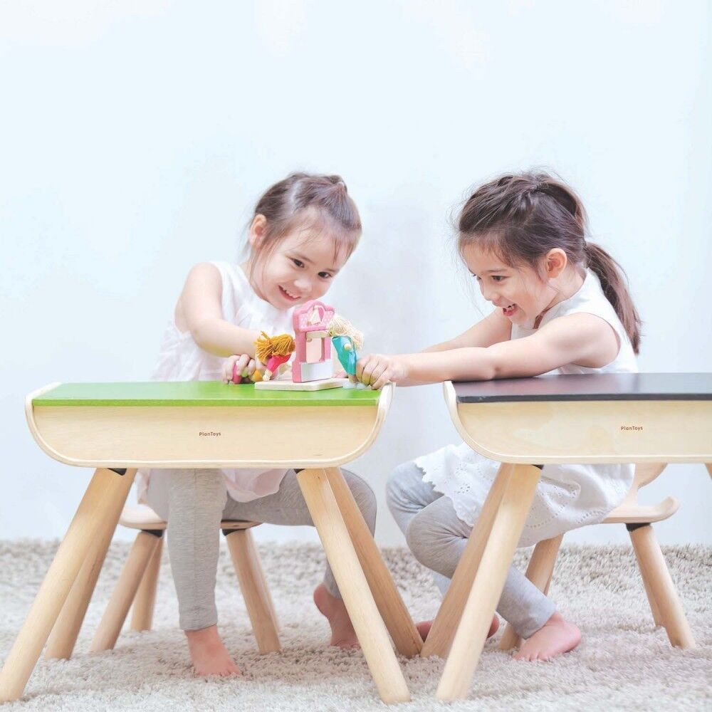 PlanToys Tisch & Stuhl Set, natur / schwarz – Bild 2
