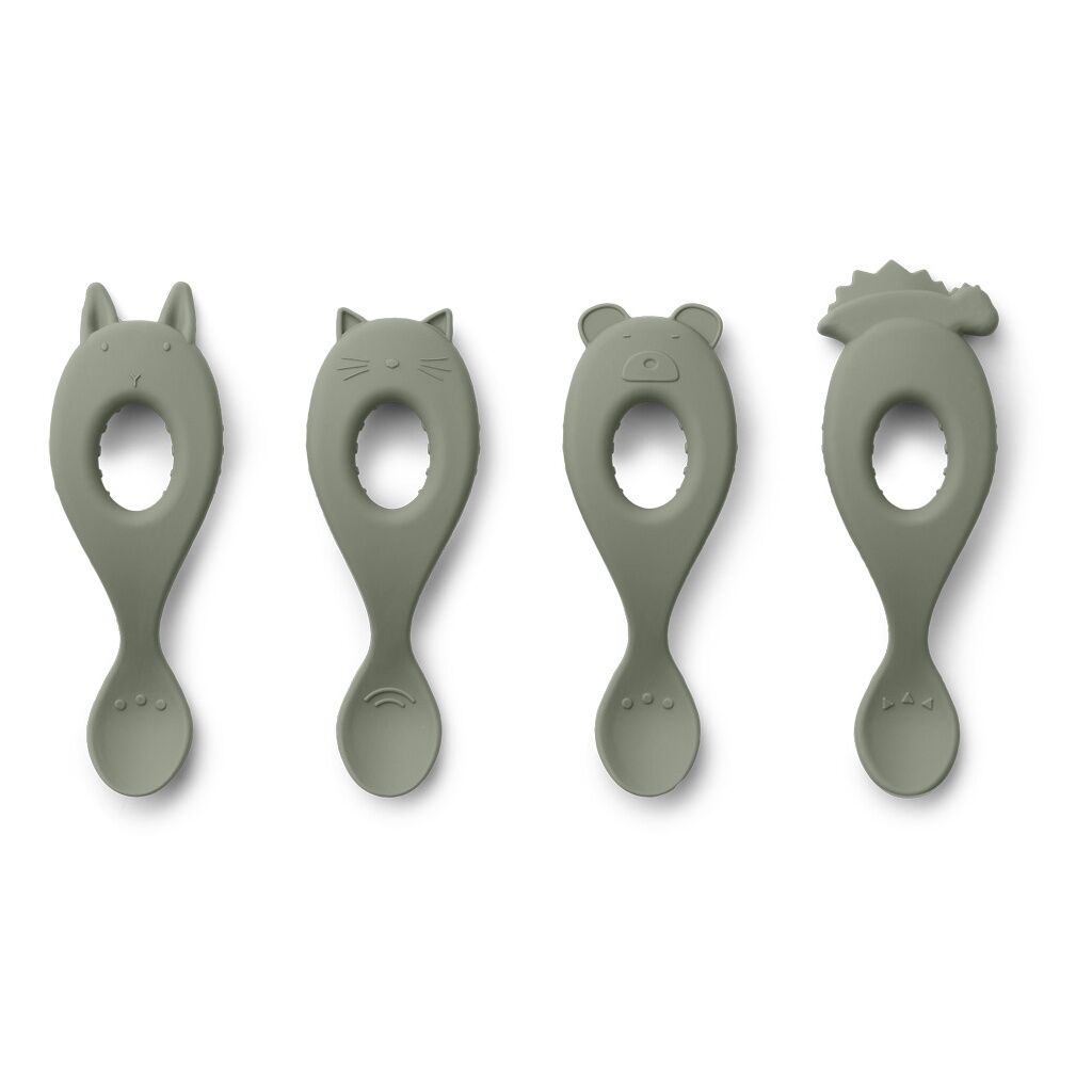 Liewood Liva Silikon-Löffel 4er-Set „Faune green“