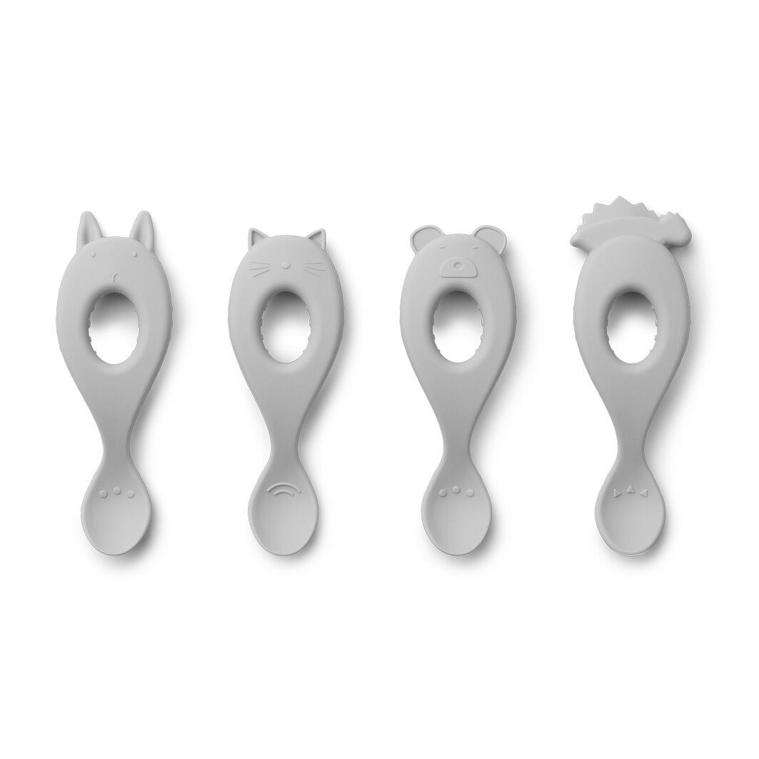 Liewood Liva Silikon-Löffel 4er-Set „Dumbo grey“