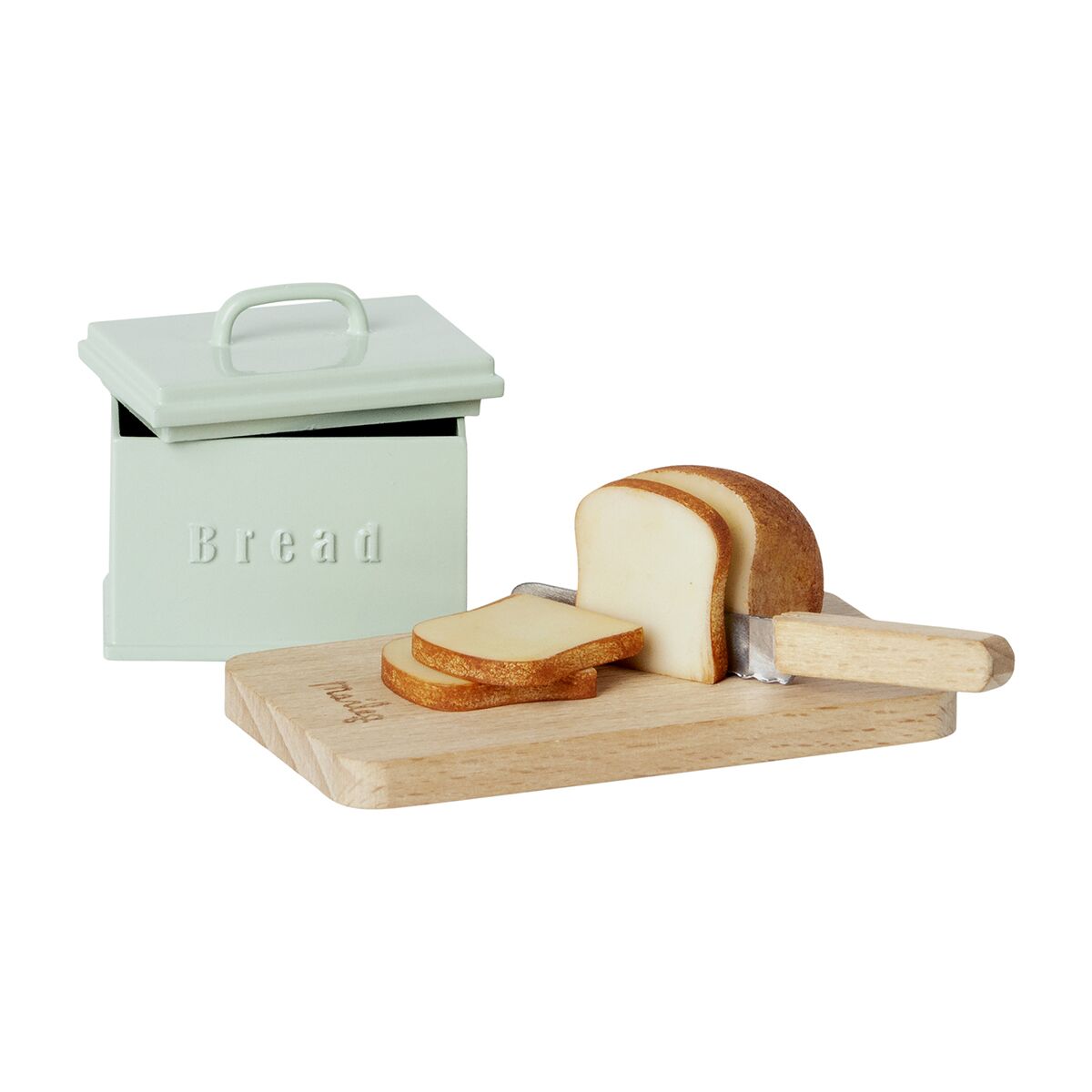 Maileg Miniatur Brotbox mit Schneidebrett und Messer 01