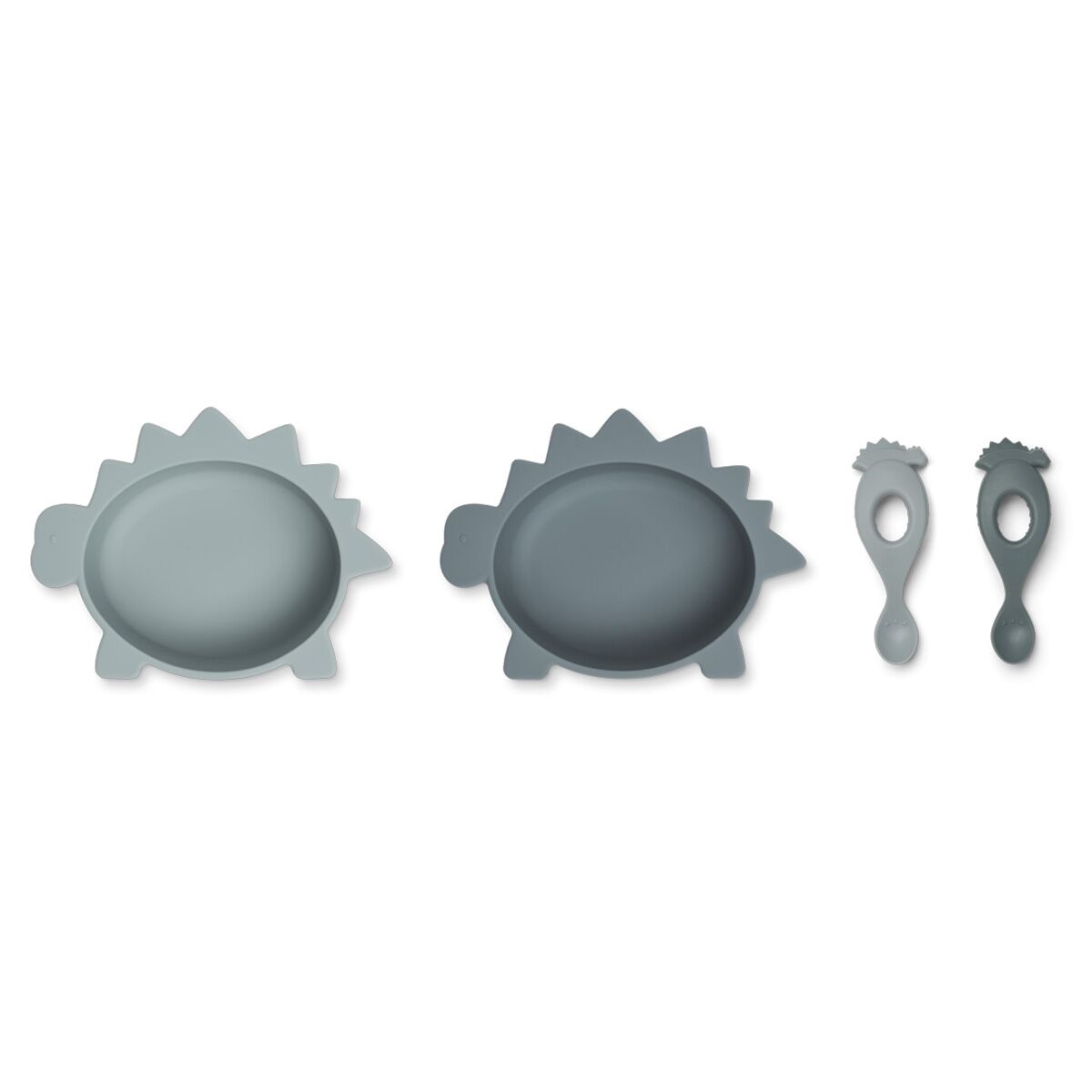 Liewood Evan Silikon Schlüssel-Löffel-Set Baby „Dino blue mix“, 4-teilig 01