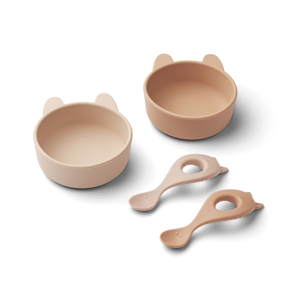 Liewood Evan Silikon Schlüssel-Löffel-Set Baby „Rabbit rose mix“, 4-teilig