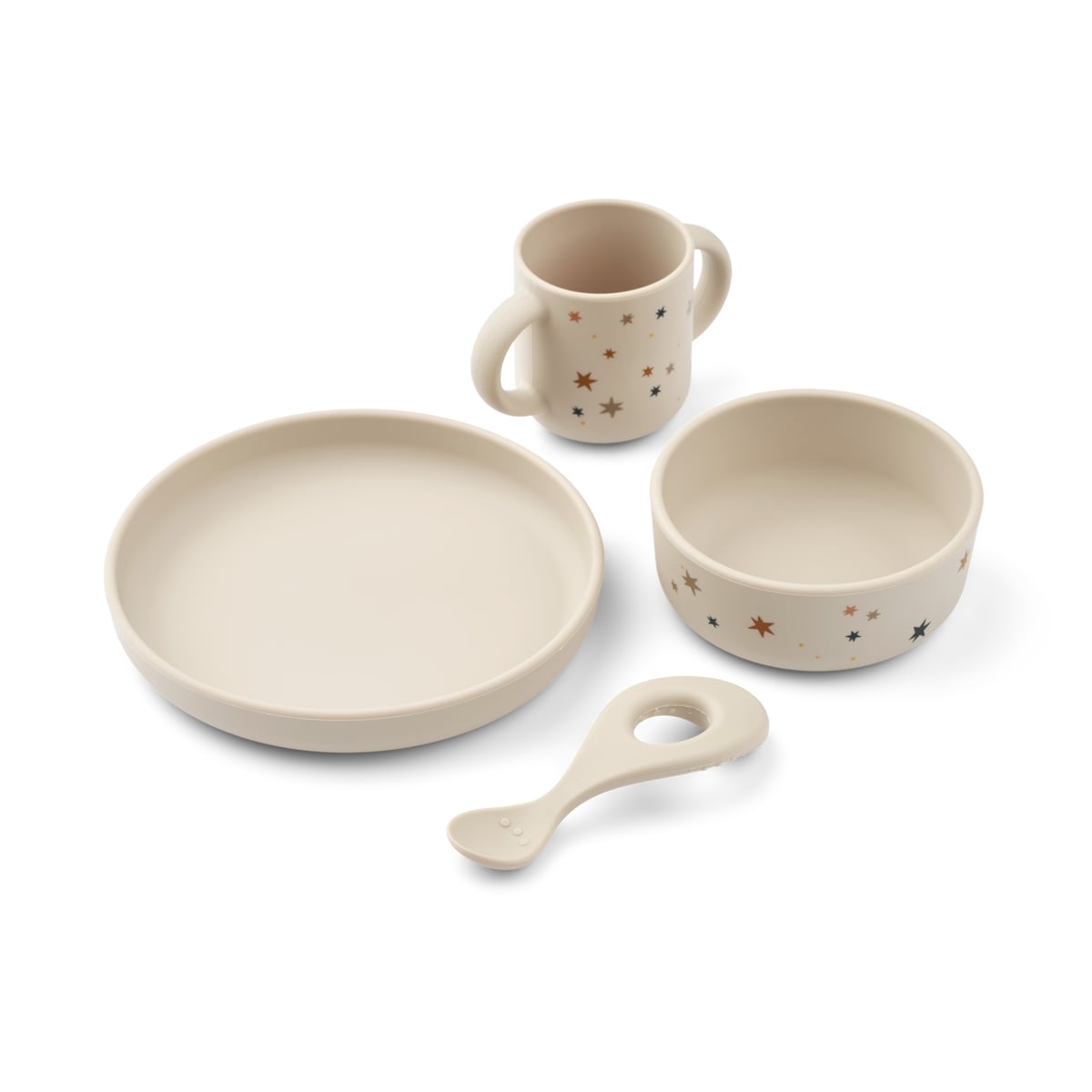Liewood Vivi Silikon Geschirr-Set „Star bright / Sandy“, 4er-Set