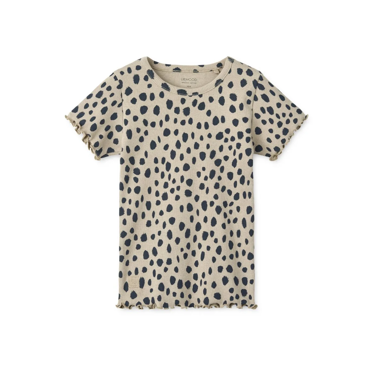 Liewood Ripp-T-Shirt Nieve „Leo spots / Taupe“, Gr. 86-128