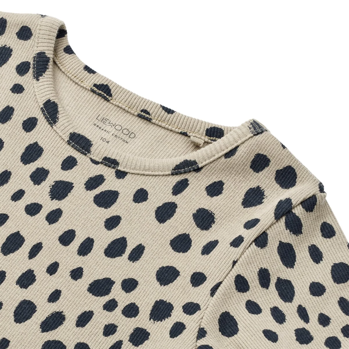 Liewood Ripp-T-Shirt Nieve „Leo spots / Taupe“, Gr. 86-128