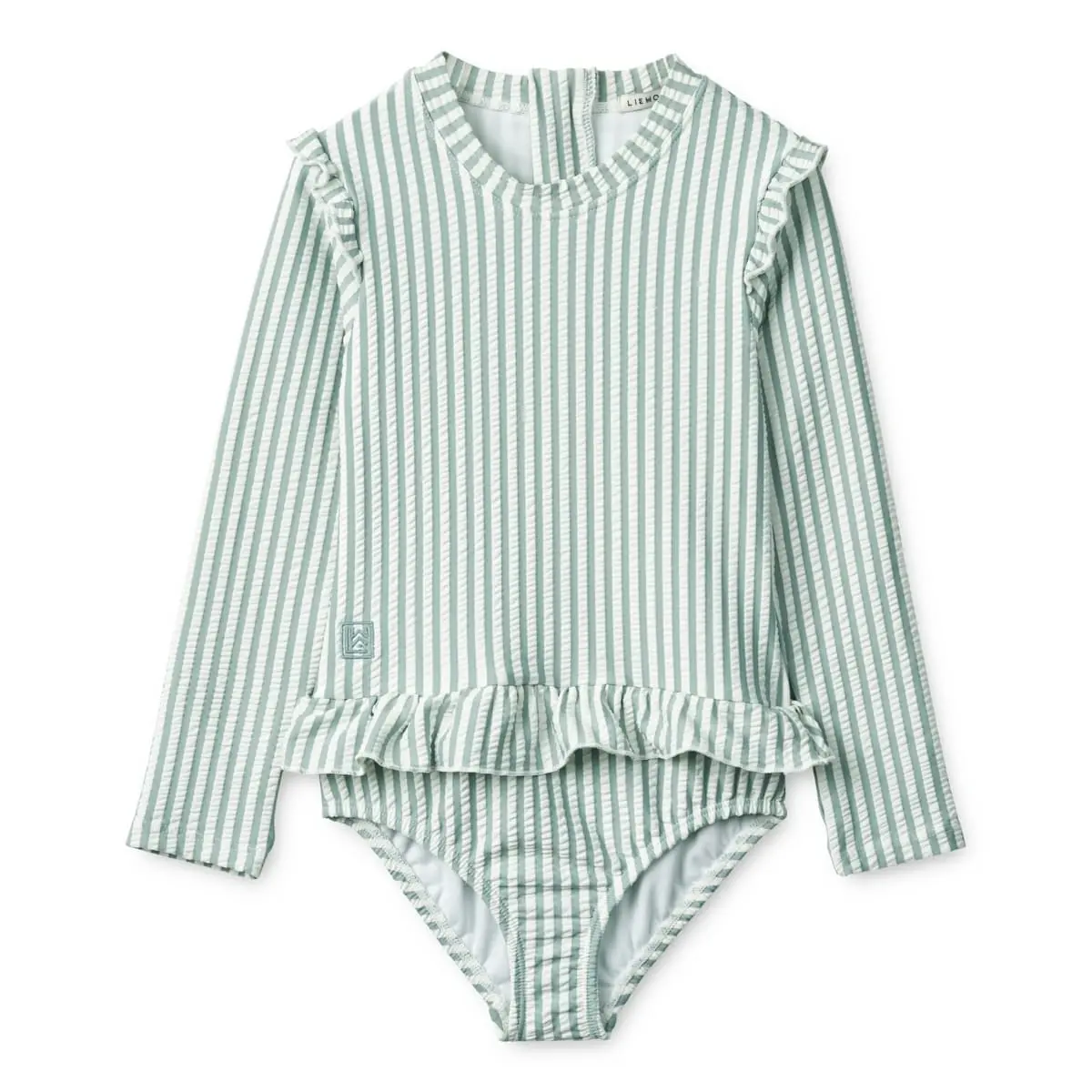 Liewood Kinder Badeanzug Sille „Sea blue / white“, Seersucker