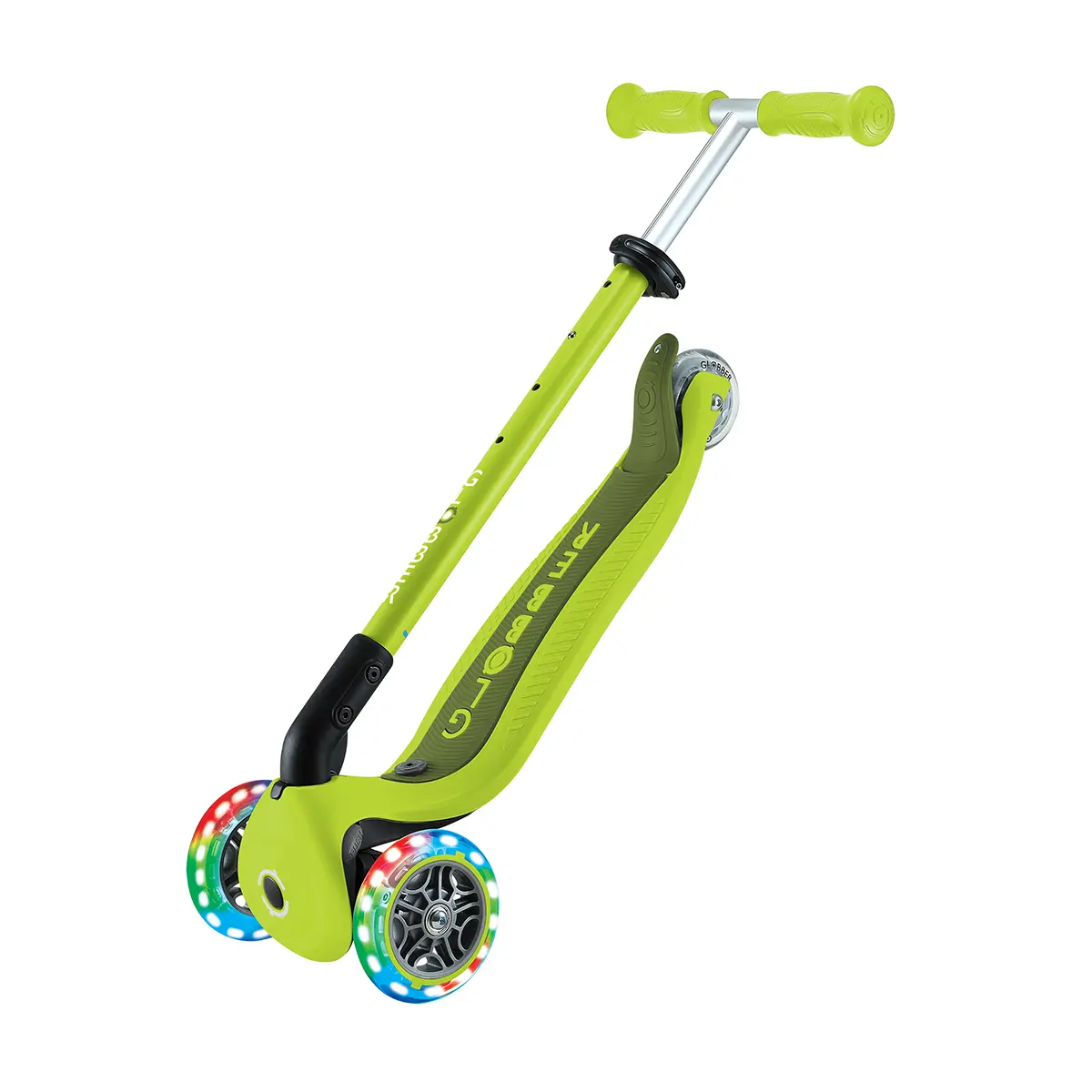 Globber Roller Go-Up Active Lights mit Leuchtrollen – lime grün-grün, 15M-3J