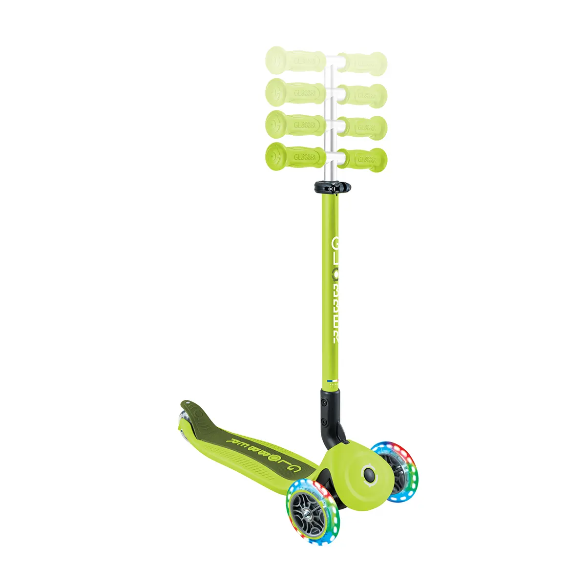 Globber Roller Go-Up Active Lights mit Leuchtrollen – lime grün-grün, 15M-3J