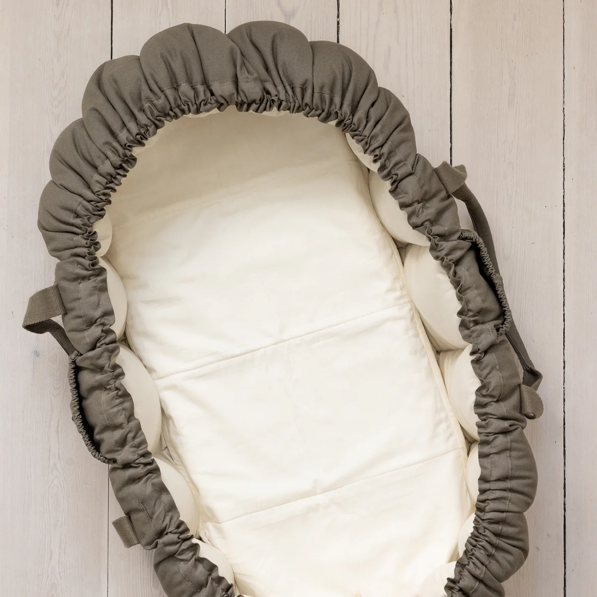 Sebra Bettnässe-Bezug für 3-in-1 Baby Nestchen, „Moonlight beige“ Bio-Baumwolle, 74x35cm