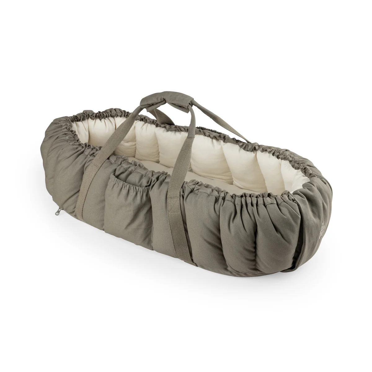 Sebra 3-in-1 Baby Nestchen „Dark olive“, Bio-Kapokfüllung, L72cm