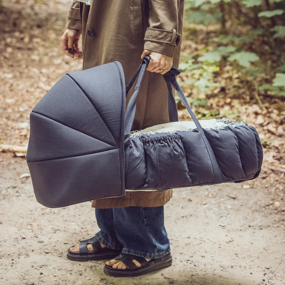 Sebra Verdeck für 3-in-1 Baby Nestchen „Blue olive“