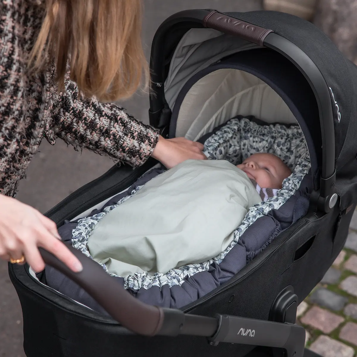 Sebra Verdeck für 3-in-1 Baby Nestchen „Blue olive“