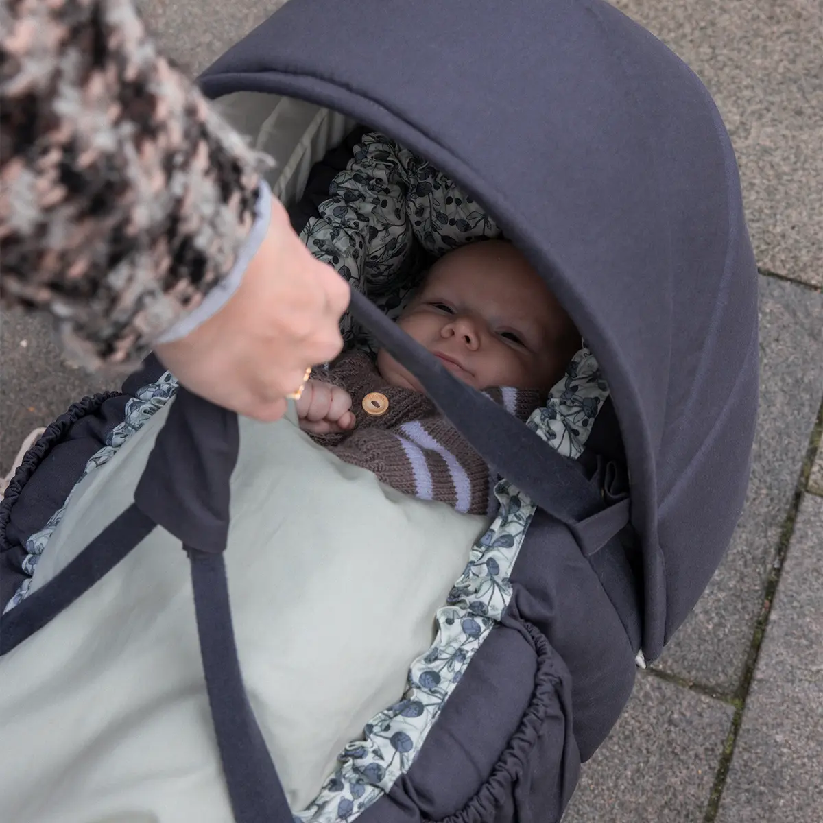 Sebra Verdeck für 3-in-1 Baby Nestchen „Blue olive“