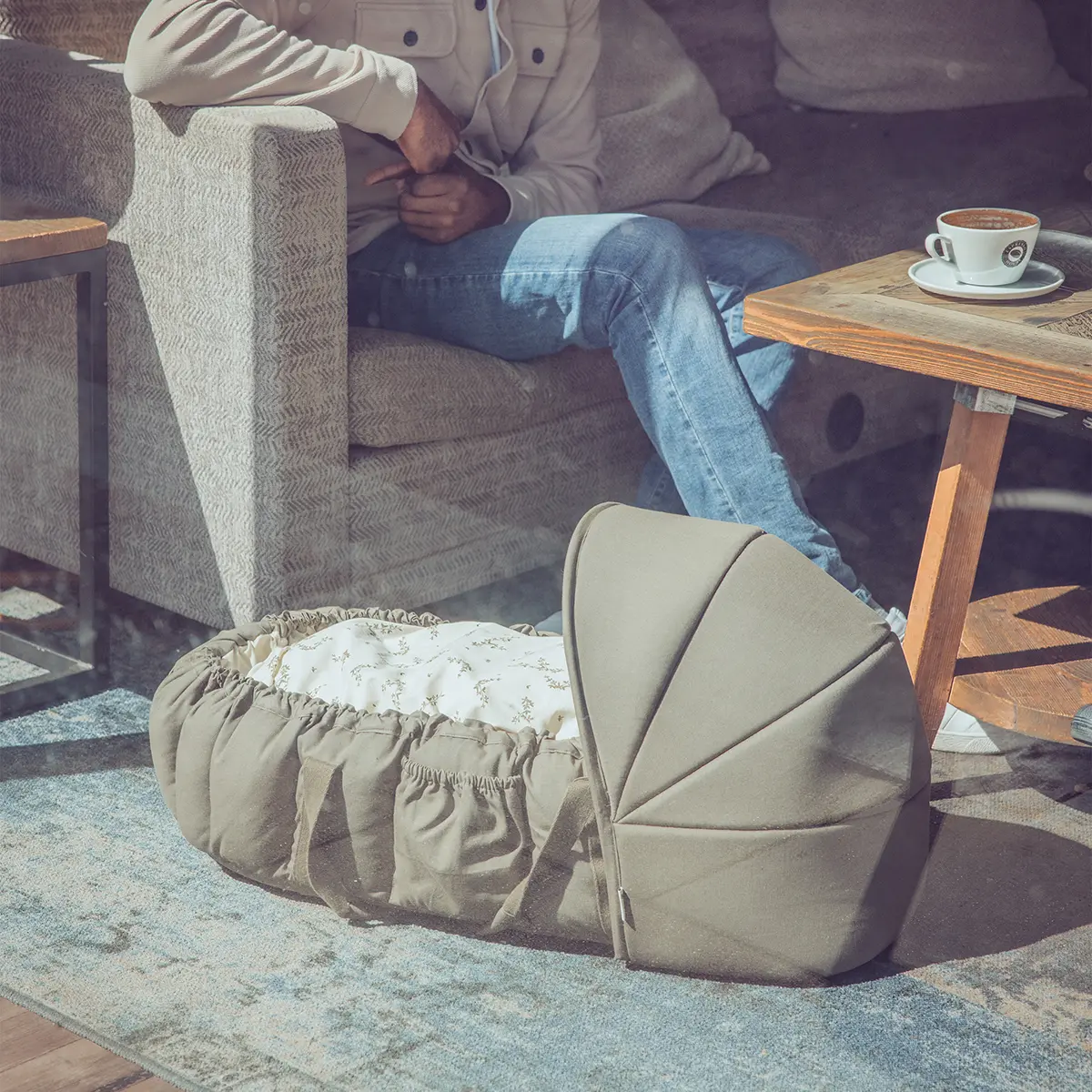 Sebra Verdeck für 3-in-1 Baby Nestchen „Dark olive“