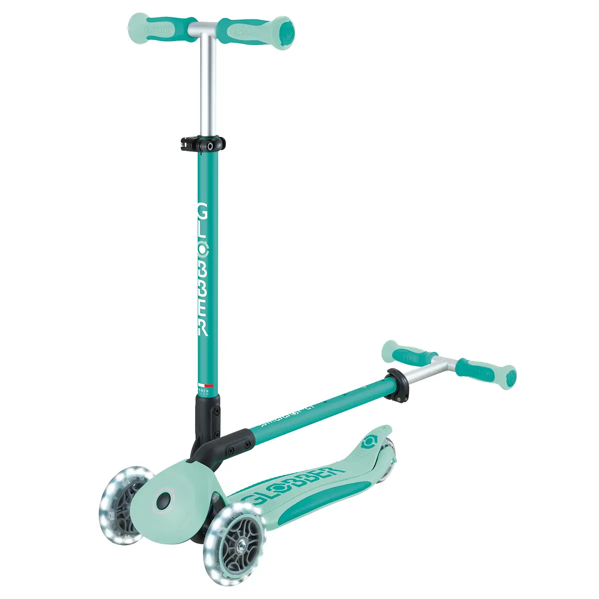 Globber 3-in-1 Roller Go-Up Deluxe Lights 360 Grad mit Leuchtrollen – Mint, Hinterradlenkung, 15M-9J – Bild 16