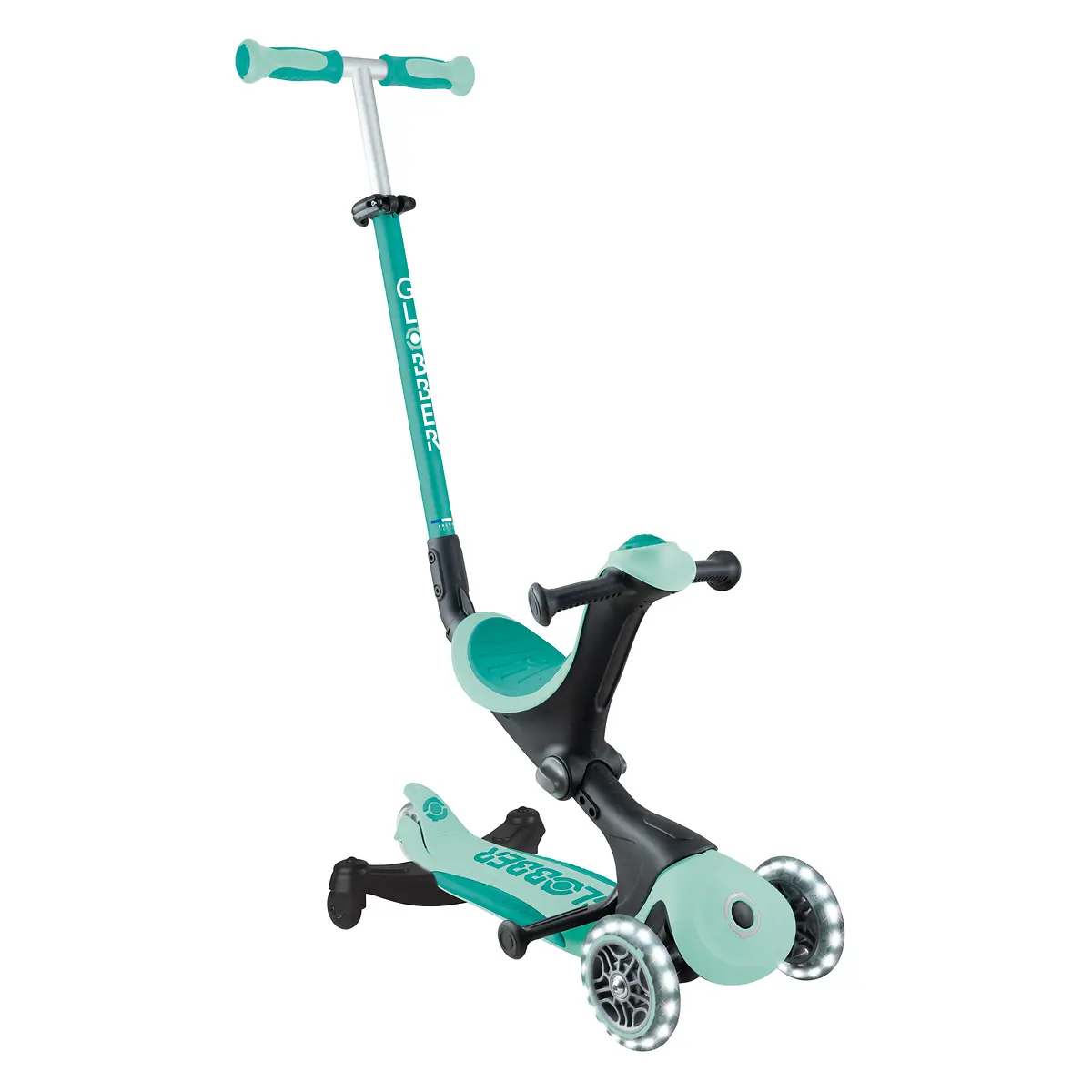 Globber 3-in-1 Roller Go-Up Deluxe Lights 360 Grad mit Leuchtrollen – Mint, Hinterradlenkung, 15M-9J – Bild 9