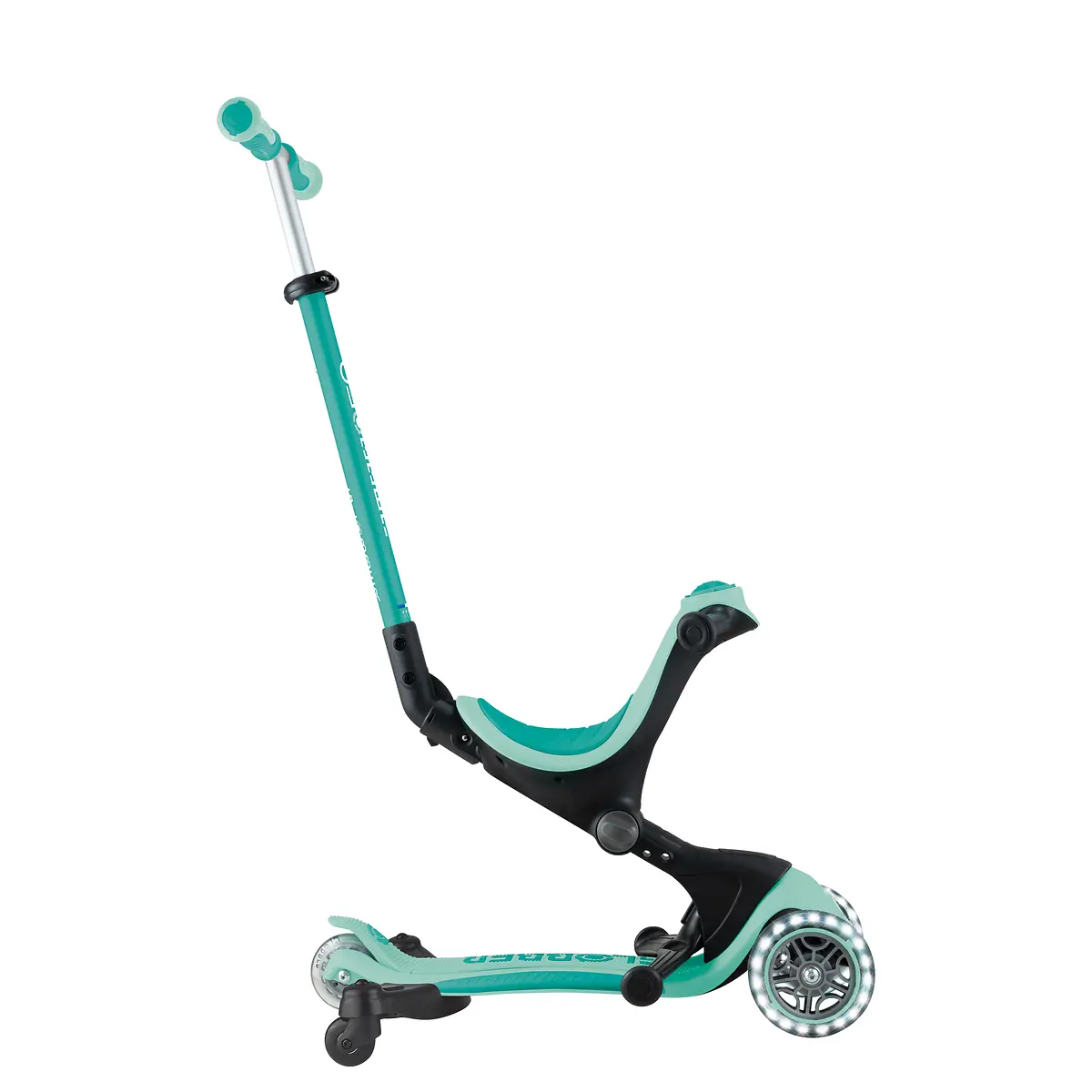 Globber 3-in-1 Roller Go-Up Deluxe Lights 360 Grad mit Leuchtrollen – Mint, Hinterradlenkung, 15M-9J – Bild 6