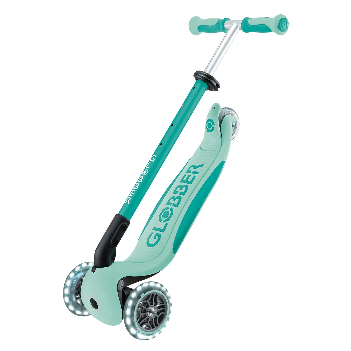 Globber 3-in-1 Roller Go-Up Deluxe Lights 360 Grad mit Leuchtrollen – Mint, Hinterradlenkung, 15M-9J – Bild 18
