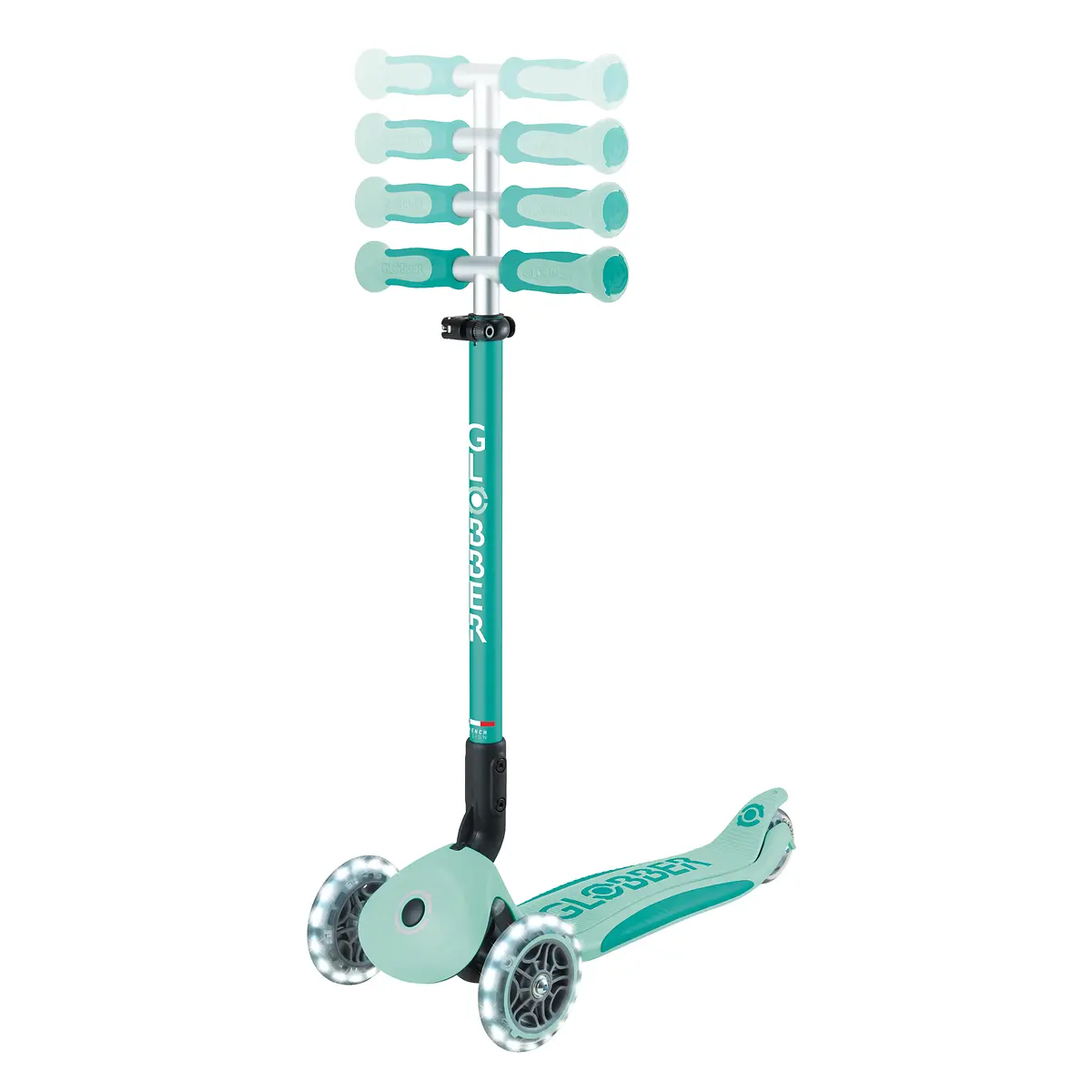 Globber 3-in-1 Roller Go-Up Deluxe Lights 360 Grad mit Leuchtrollen – Mint, Hinterradlenkung, 15M-9J – Bild 14