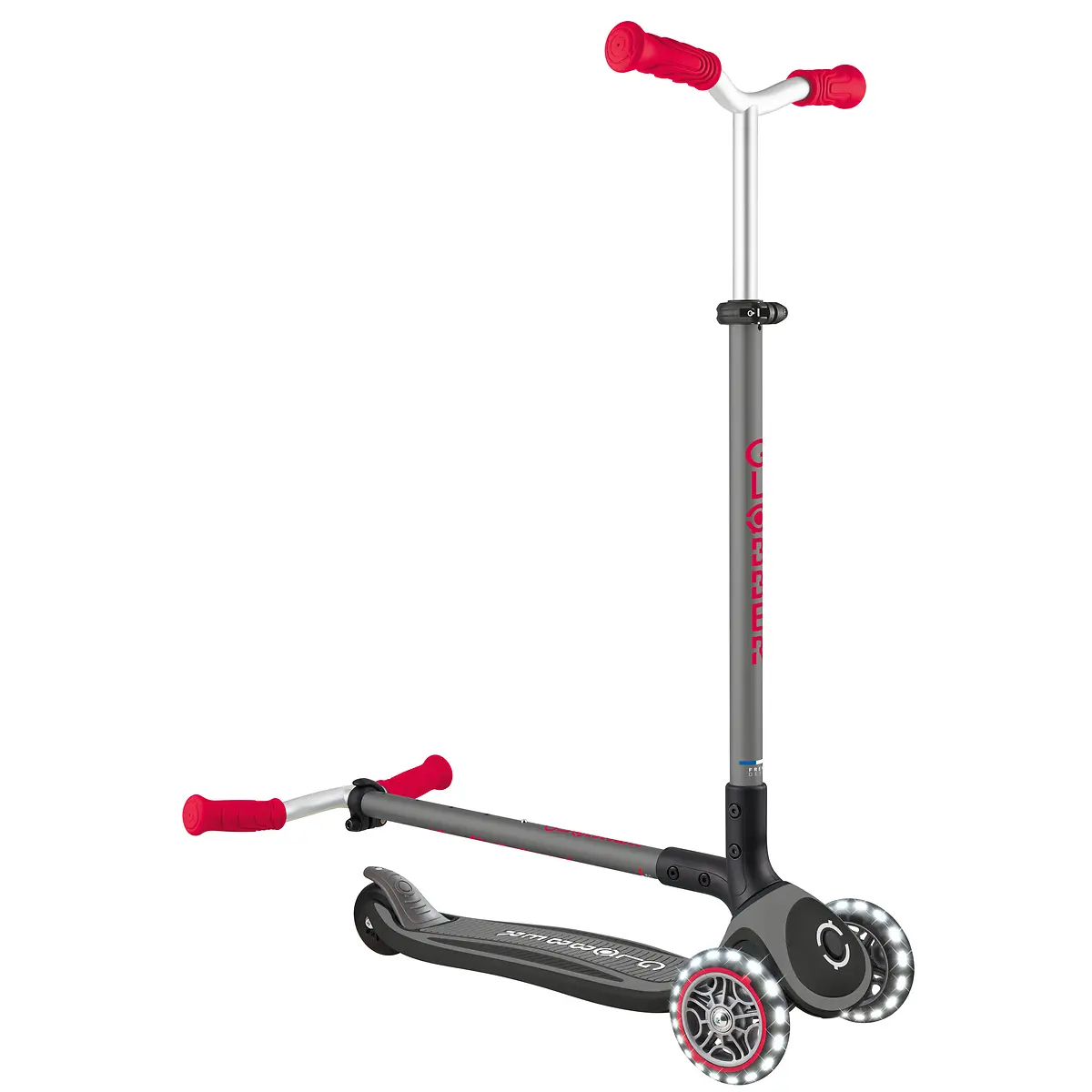 Globber Roller Master Lights mit Leuchtrollen – schwarz-rot, 4-14 Jahre
