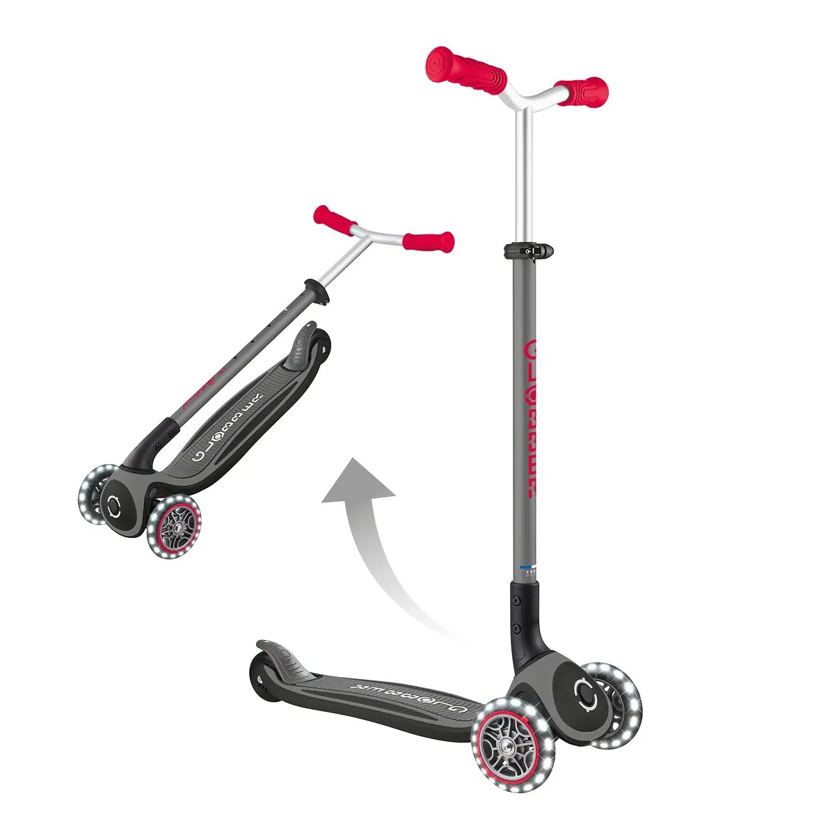 Globber Roller Master Lights mit Leuchtrollen – schwarz-rot, 4-14 Jahre