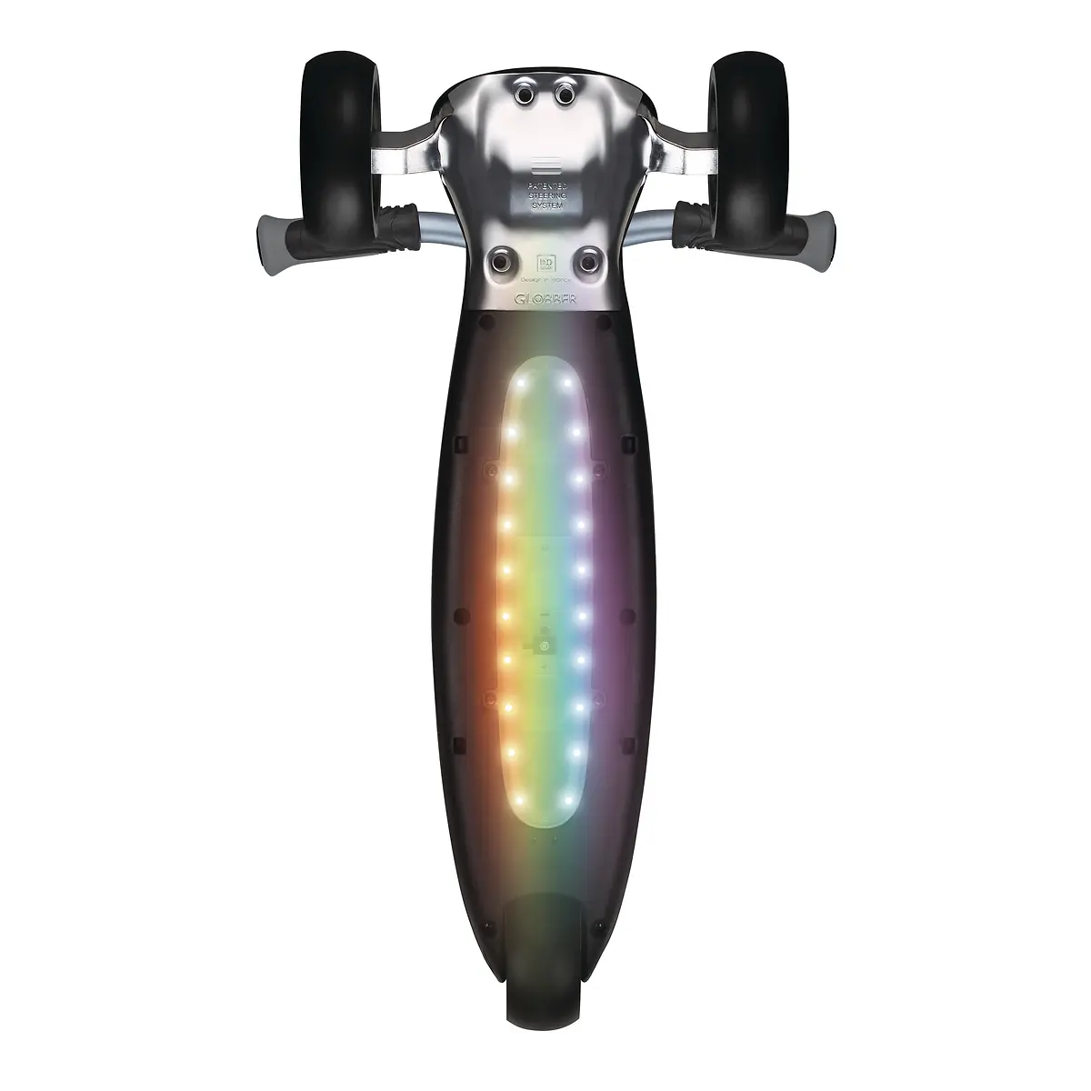 Globber Roller Ultimum Lights mit Leuchtmodul – Grau, 12 Licht-Programme, 5-99 Jahre, bis 100kg