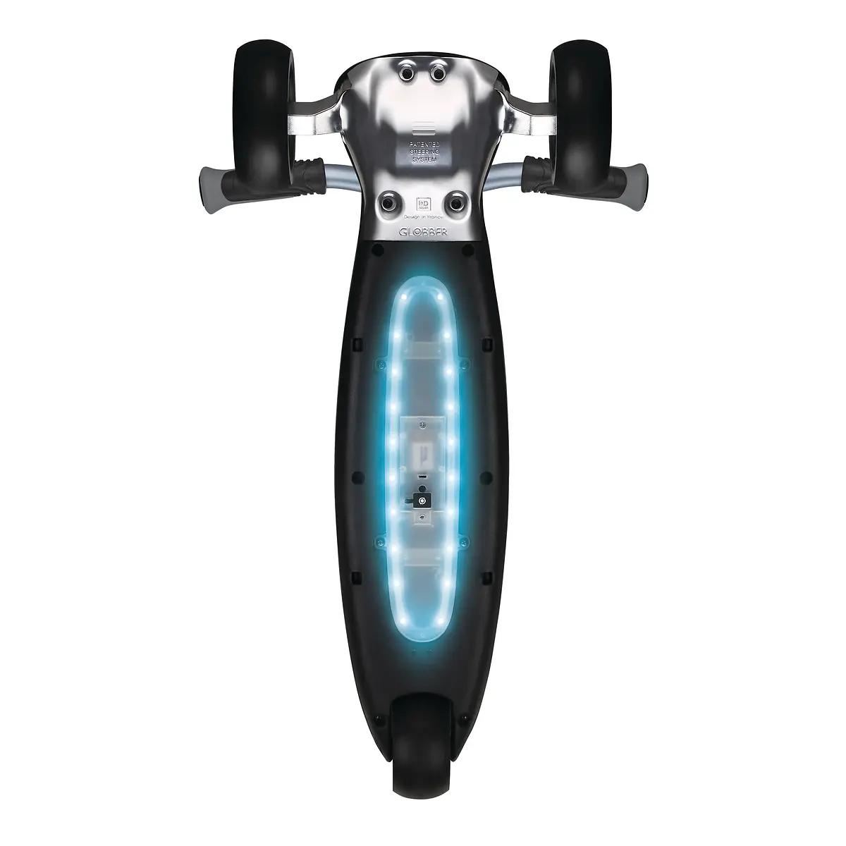 Globber Roller Ultimum Lights mit Leuchtmodul – Grau, 12 Licht-Programme, 5-99 Jahre, bis 100kg