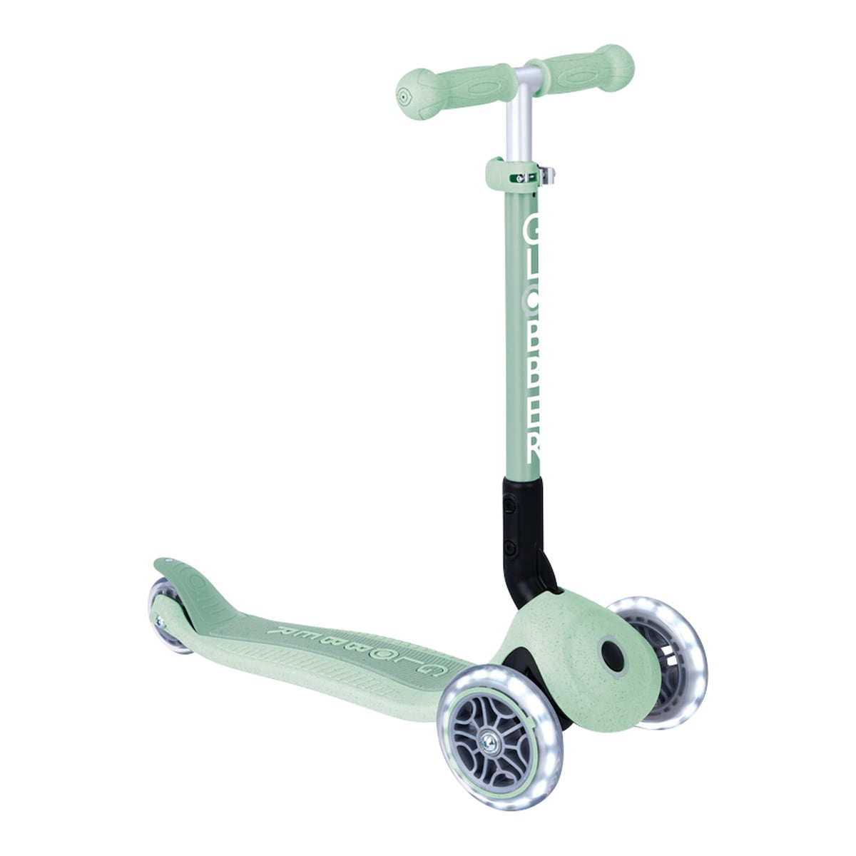 Globber Roller Junior Foldable Lights ECO mit Leuchtrollen – pistazie