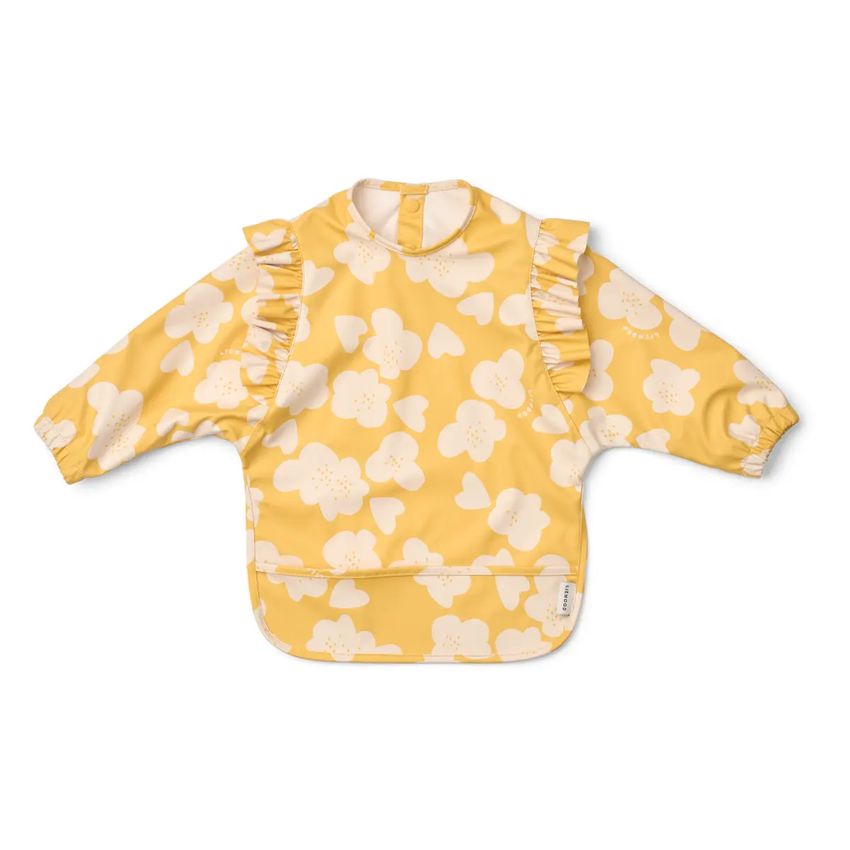 Liewood Merle Lätzchen mit Ärmeln und Rüschen „Flower / Lemon yellow“