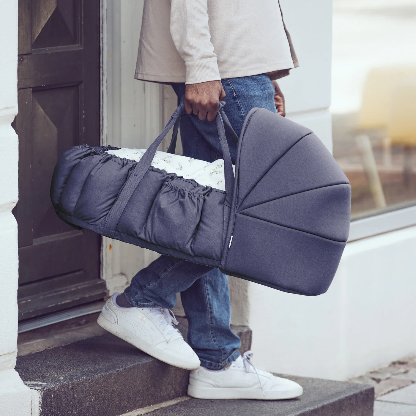Sebra 3-in-1 Baby Nestchen „Blue“, Bio-Kapokfüllung, L72cm