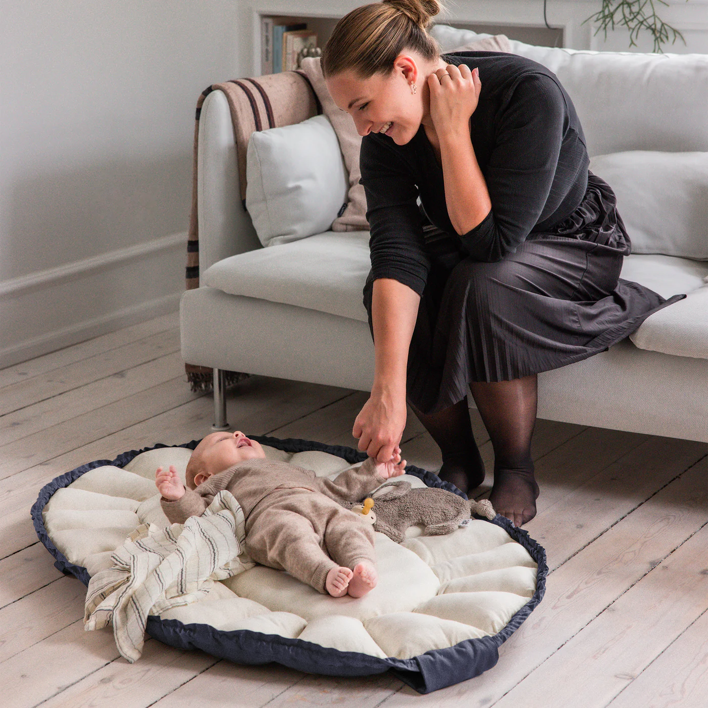 Sebra 3-in-1 Baby Nestchen „Blue“, Bio-Kapokfüllung, L72cm