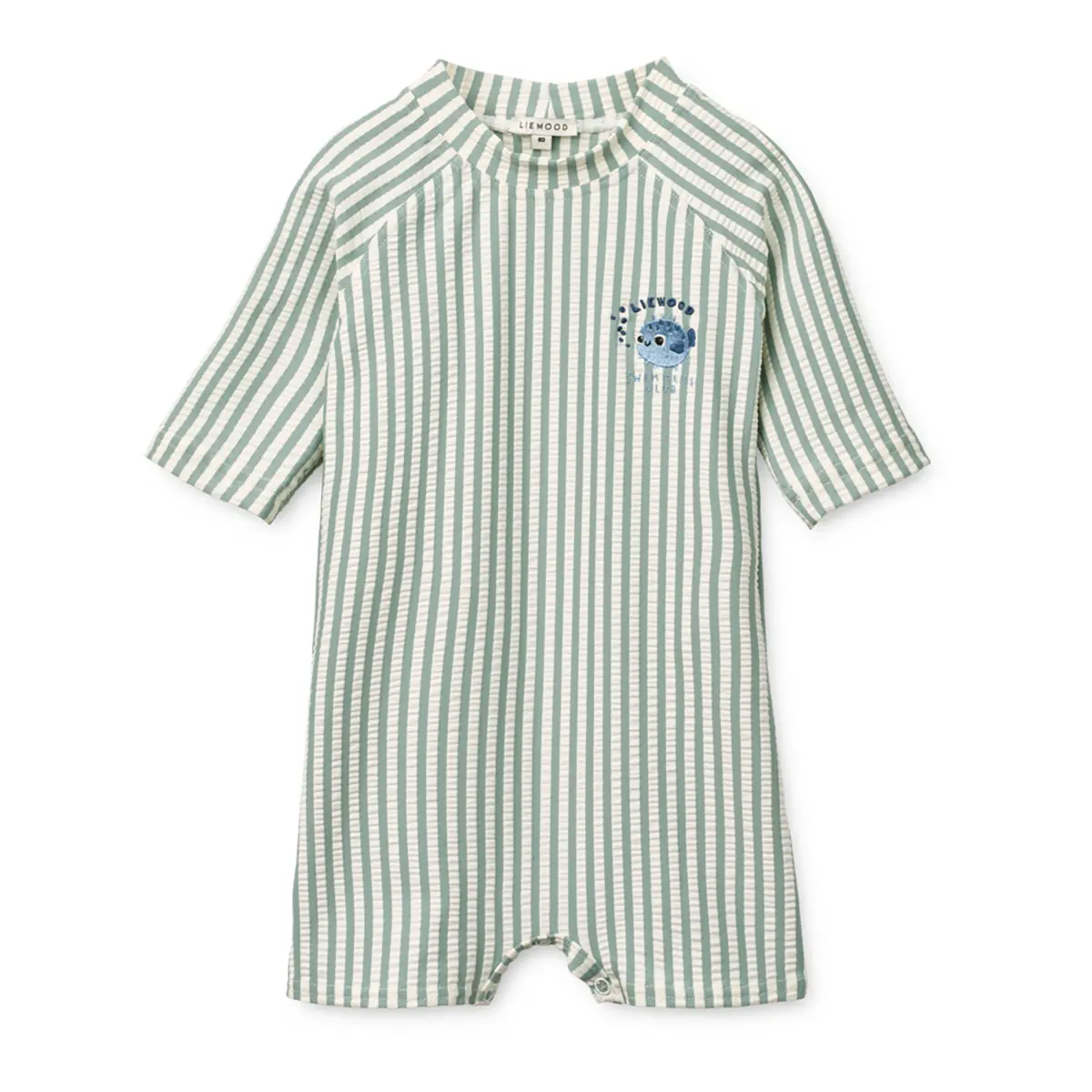 Liewood Baby Schwimm-Jumpsuit Thor „Peppermint / Sandy“, Seersucker, UV 40+