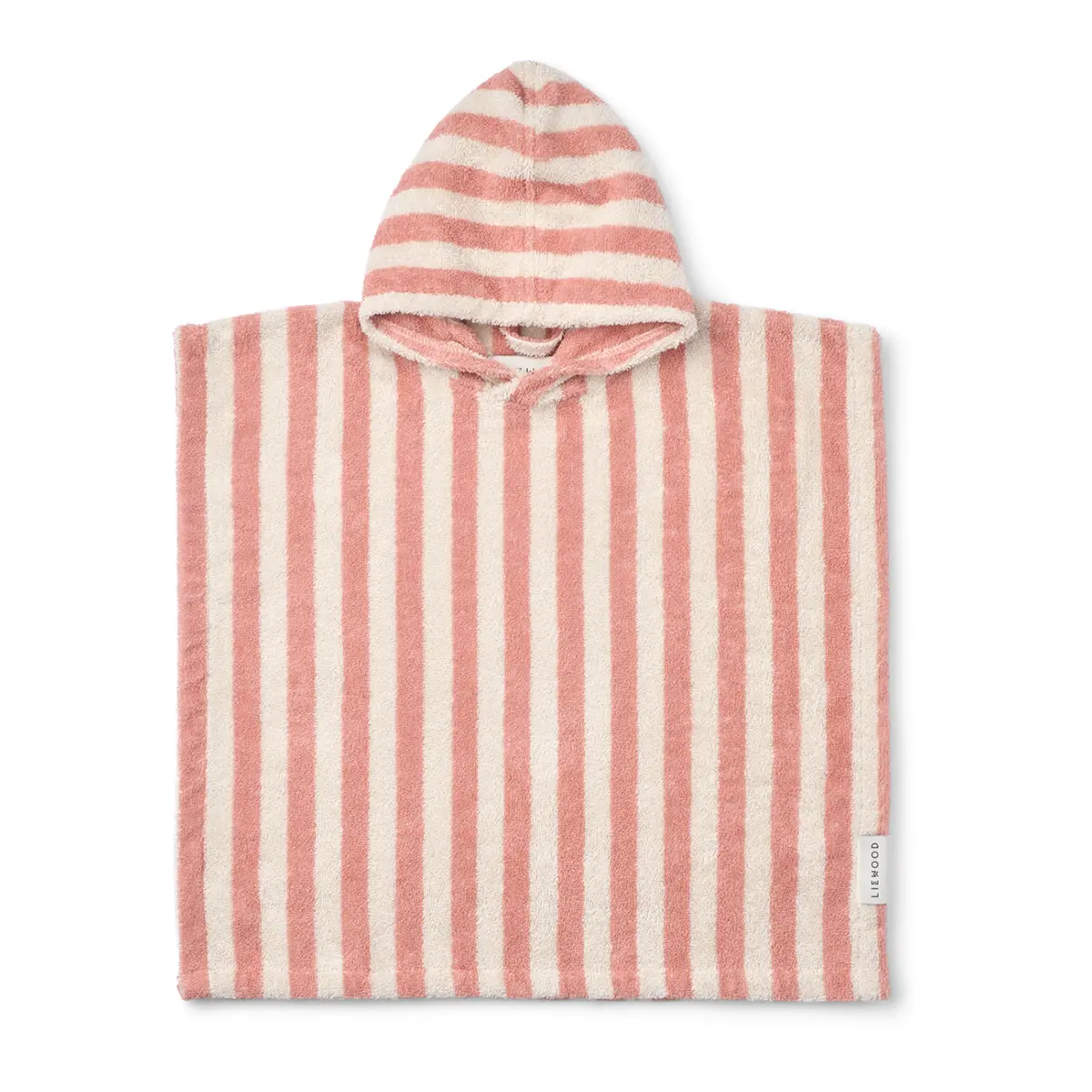 Liewood Koi Badeponcho aus Frottee „Coral blush : creme de la creme stripe“