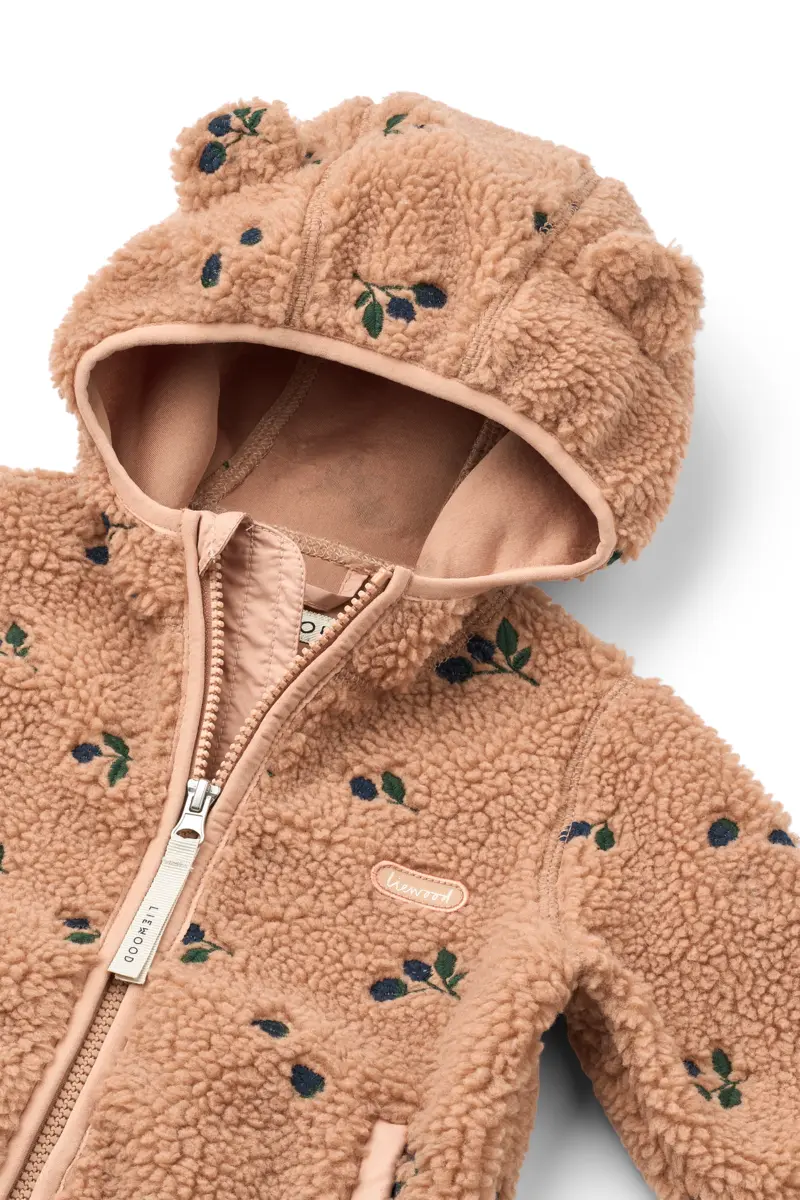Liewood Mara Sherpa Jacke mit Kapuze und Ohren „Berry / Pale tuscany / Embroidery“