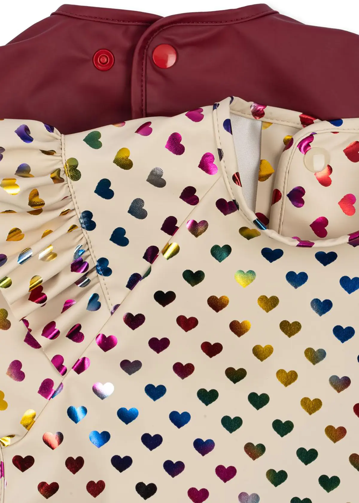 Konges Sløjd Lätzchen-Set mit Rüschen „Coeur Glitter / Sangria“