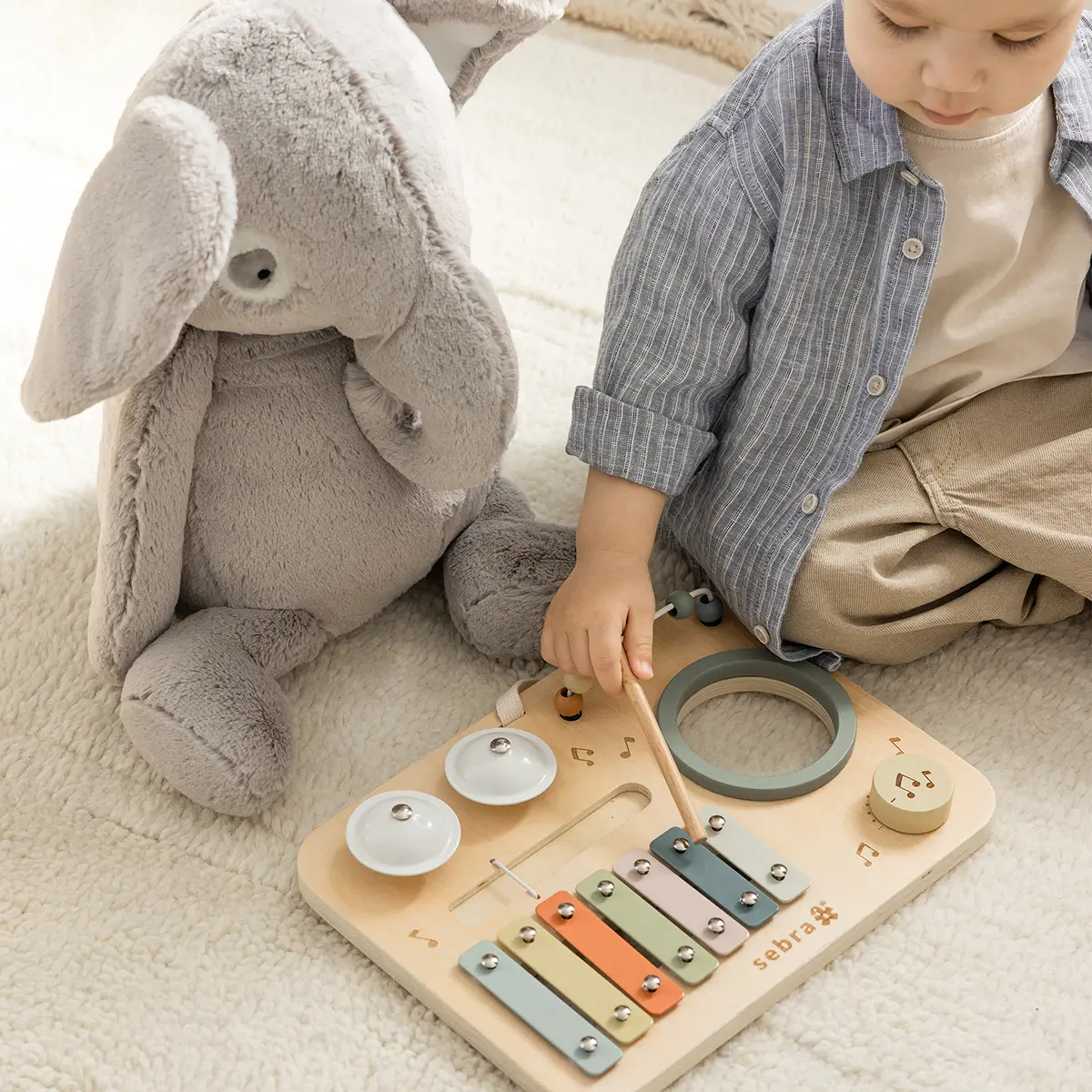 Sebra Aktivitätstafel aus Holz „Musik“, Xylophon, FSC®, 30x22cm