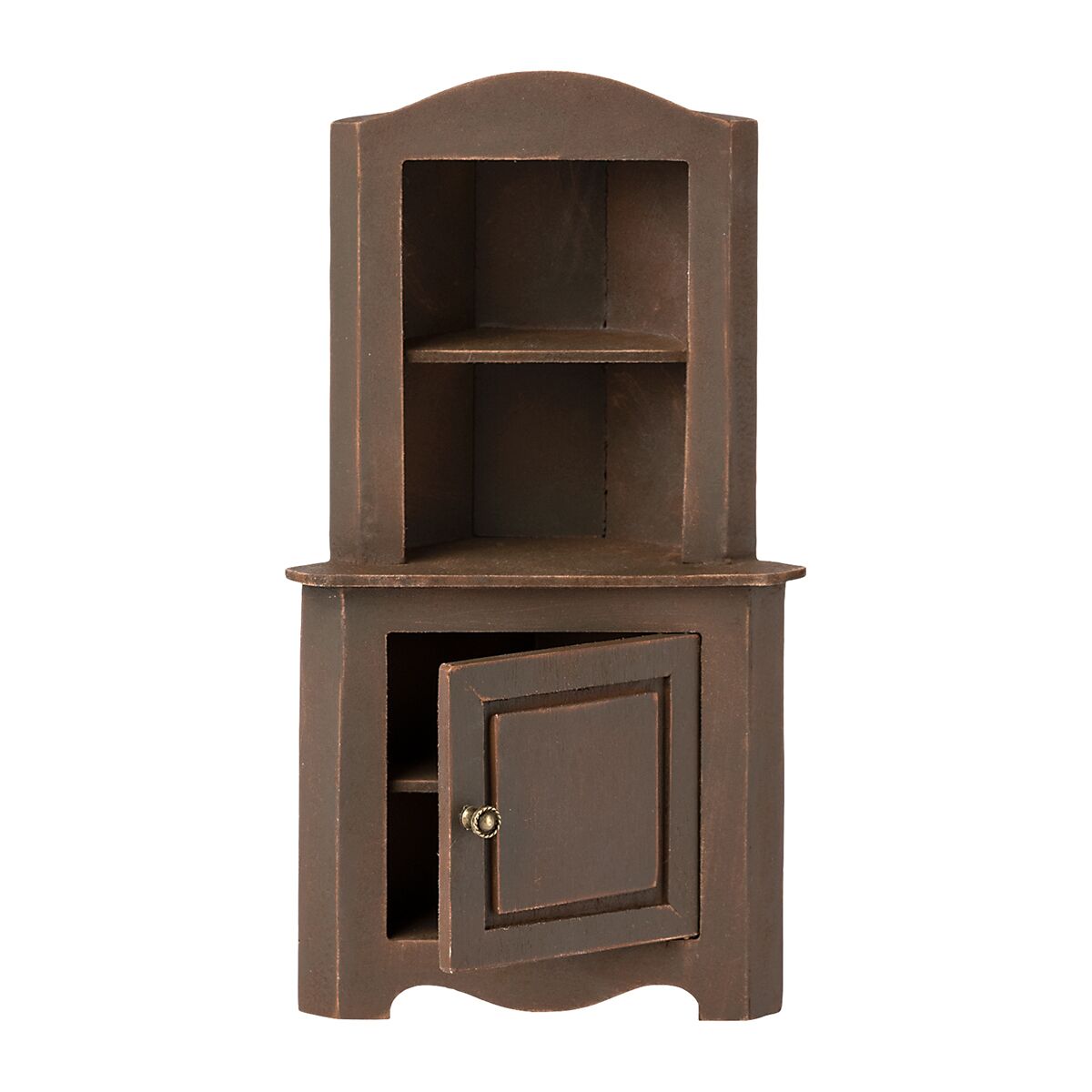 DELISTED Maileg Miniatur Eckschrank aus Holz, braun, 23x13cm