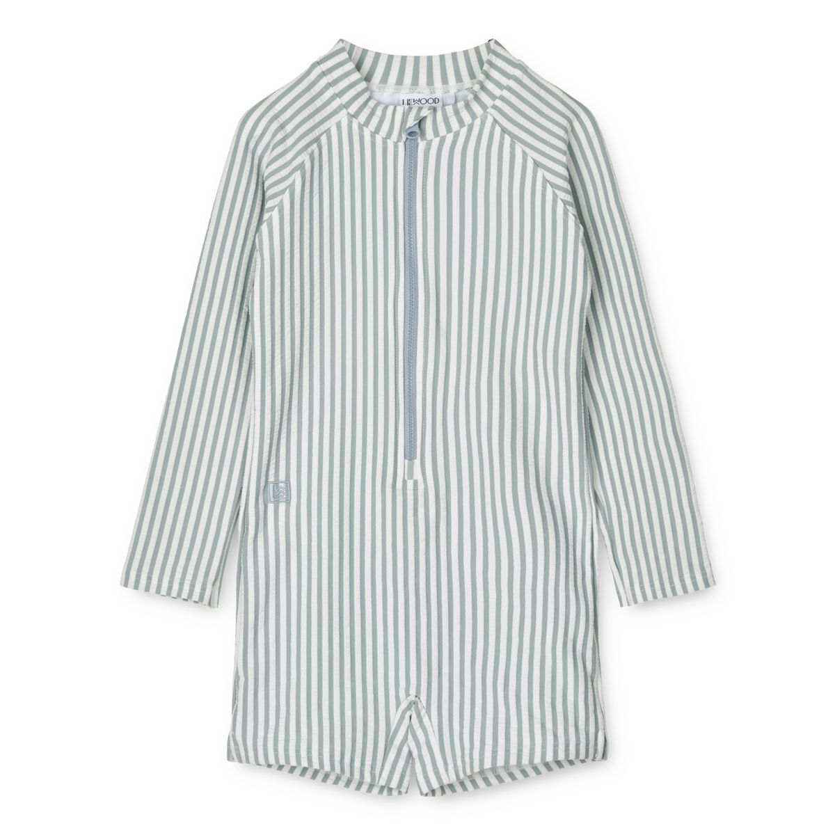 Liewood Schwimm-Jumpsuit Max „Sea blue : white“, Seersucker, LSF 40+, Gr. 56-122 01