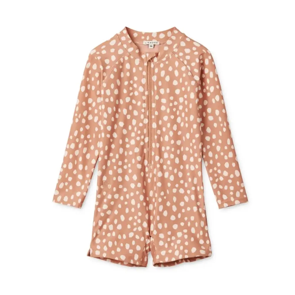 Liewood Schwimm-Jumpsuit Max „Leo spots / Tuscany rose“, LSF 40+
