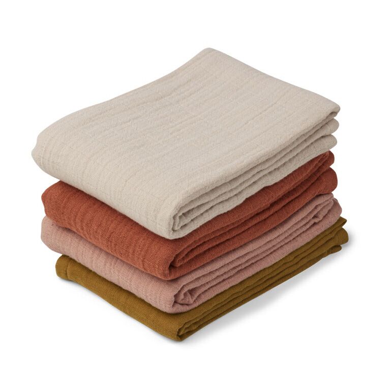 Liewood Leon Mulltuch-Set „ Rose multi mix“, 4er-Pack, 60x60cm