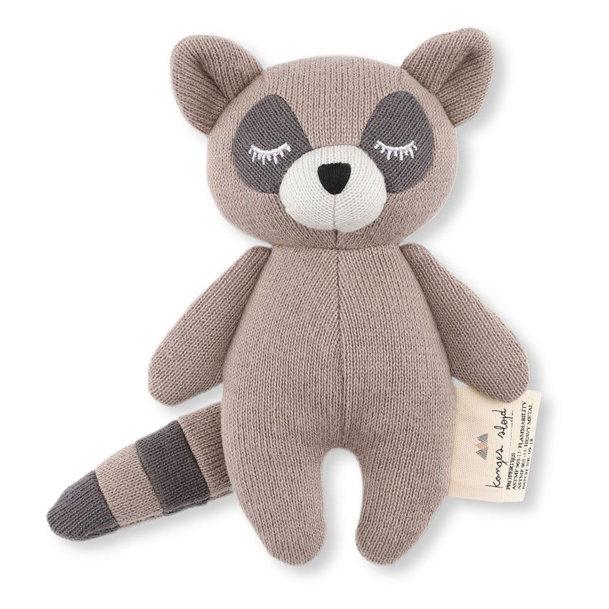 DELISTED Konges Sløjd Kuscheltier „Waschbär“, mit Glöckchen, H16cm